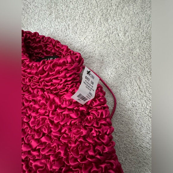 AKIRA NWT BEAUTIFUL SOUL BUBBLE STRETCH LONG SLEEVE MINI DRESS Fuschia SMALL - Picture 4 of 5